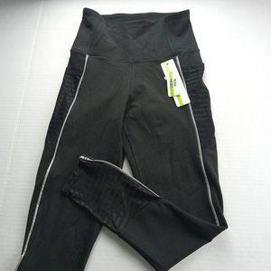 Nicole Miller Sport Women's Athletic Leggings Size Small Black Sheer Panels